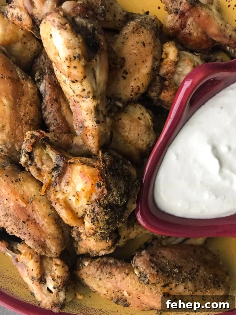 Crispy Chicken Wings with Tangy Feta Dipping Sauce 7 Chicken wings with a feta dipping sauce
