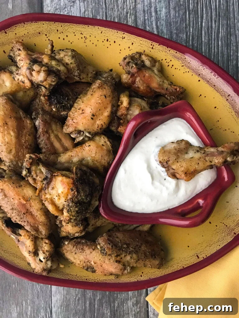 Crispy Chicken Wings with Tangy Feta Dipping Sauce 8 Chicken wings with a feta dipping sauce