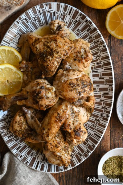 Crispy Chicken Wings with Tangy Feta Dipping Sauce 10 Kota riganati is a rustic Greek recipe of chicken served with plenty of lemon and oregano.