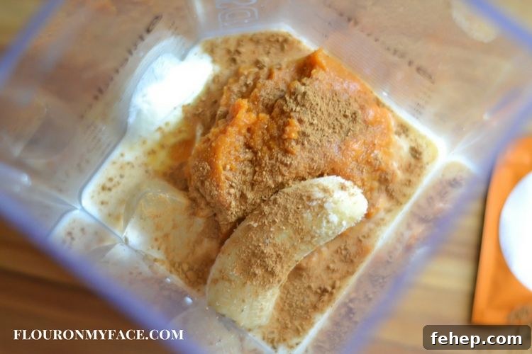Creamy Pumpkin Smoothie — Autumn Spice Recipe for Fall Mornings 3 Pumpkin Smoothie recipe made in my Blendtec blender via flouronmyface.com