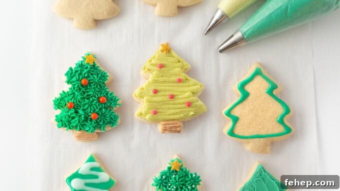 decorated christmas tree cookies