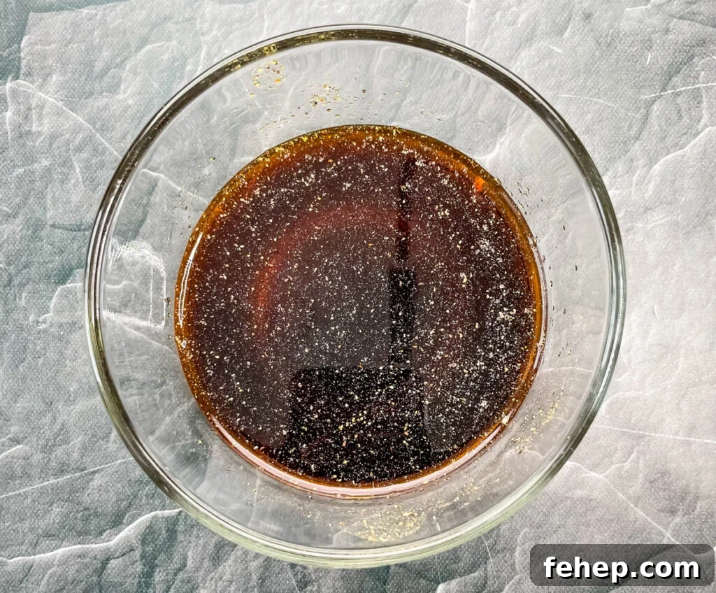 Kung pao sauce in a glass bowl