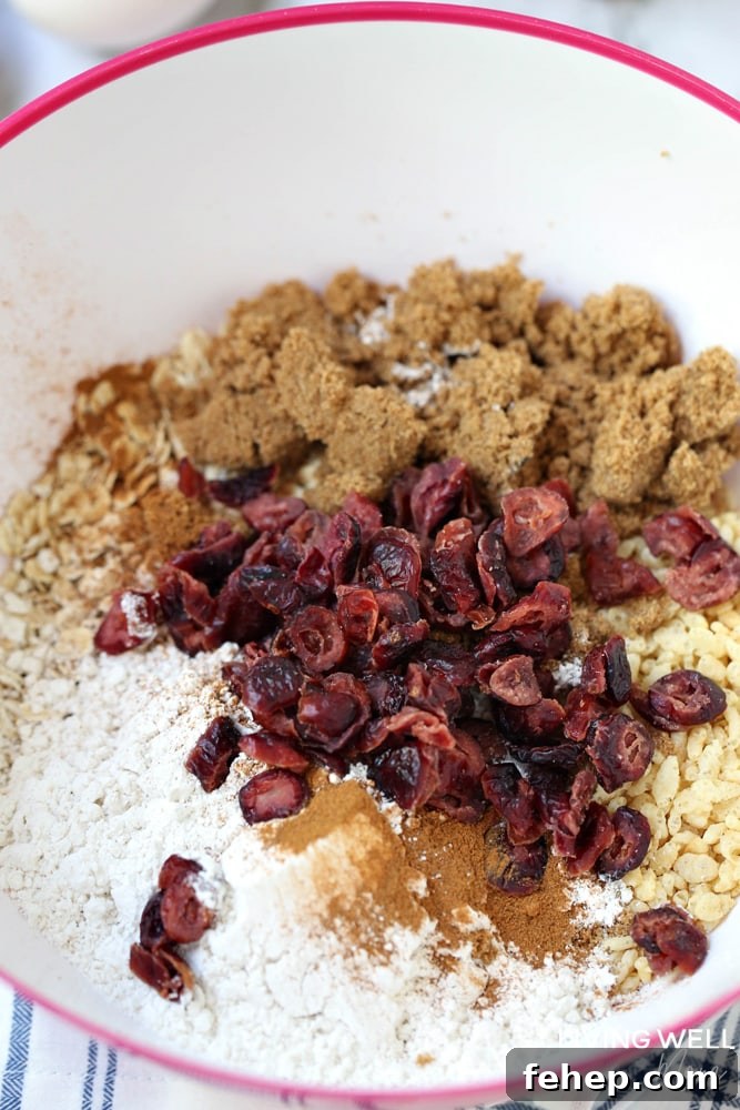 Cranberry Granola Bar Squares are a nutritious, moist, chewy granola bar square filled with oats, crispy rice, and dried cranberries. This is an easy, delicious, gluten-free and dairy-free snack recipe kids love!