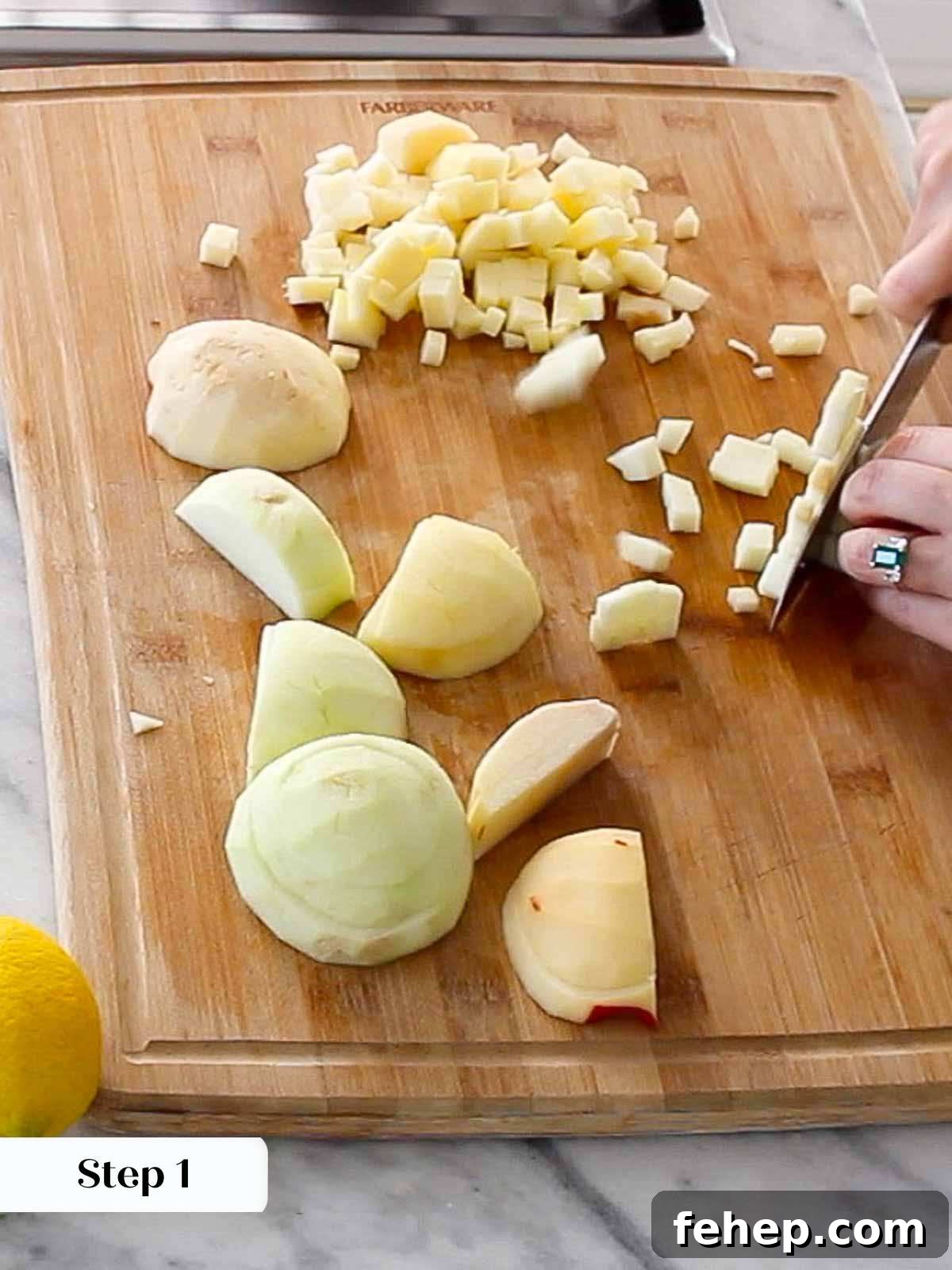 Mini Apple Hand Pies: Flaky Pocket Pies with Cinnamon Filling 4 dicing apples.