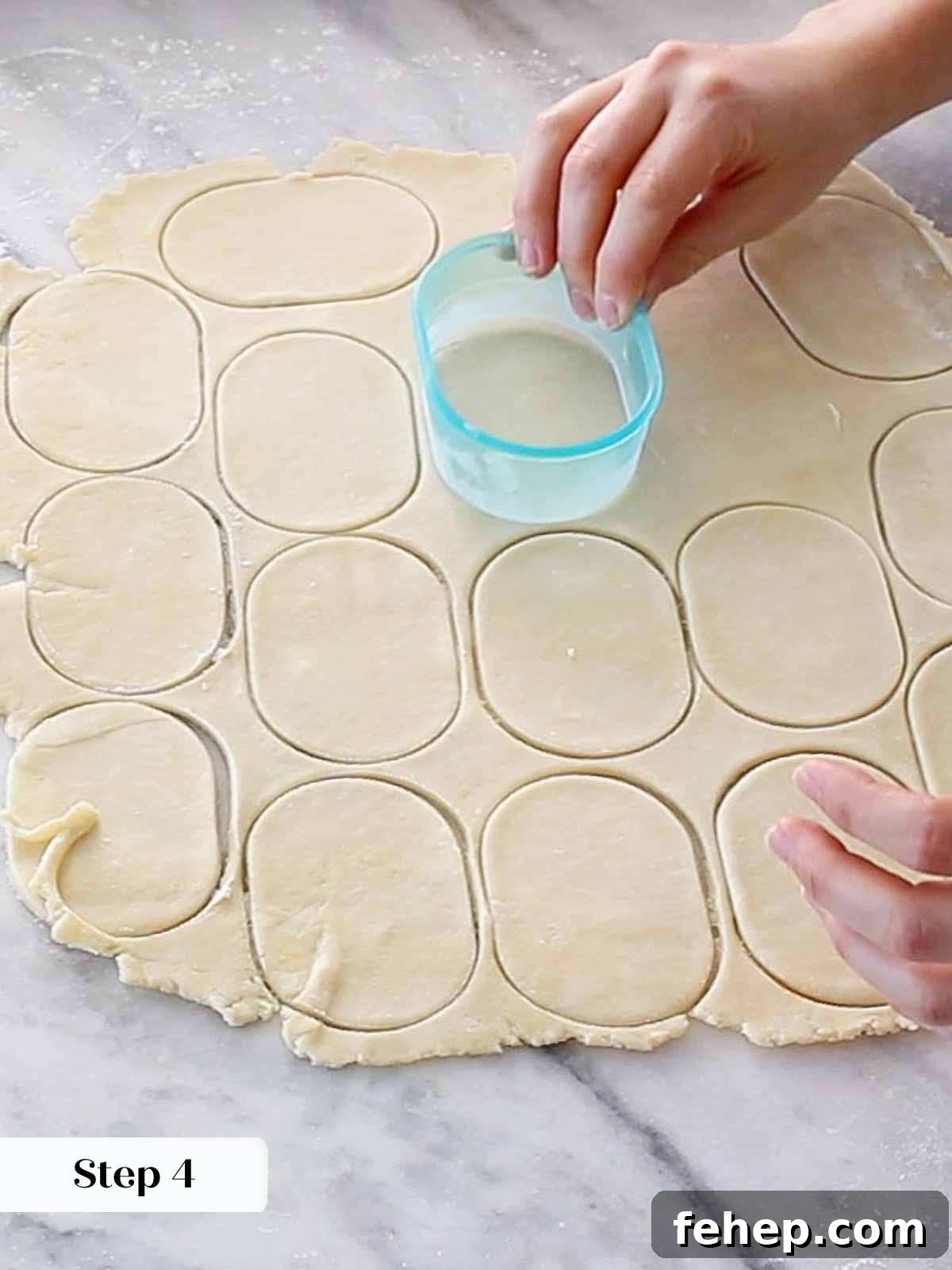 Mini Apple Hand Pies: Flaky Pocket Pies with Cinnamon Filling 7 cutting pie dough for hand pies.