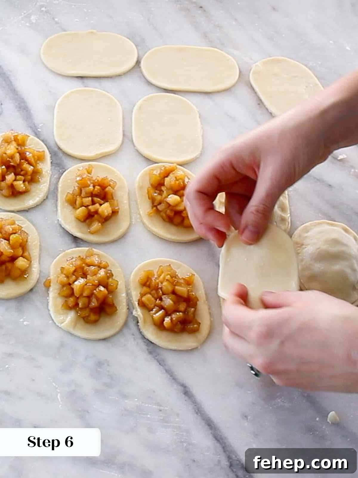 Mini Apple Hand Pies: Flaky Pocket Pies with Cinnamon Filling 9 assembling apple hand pies.