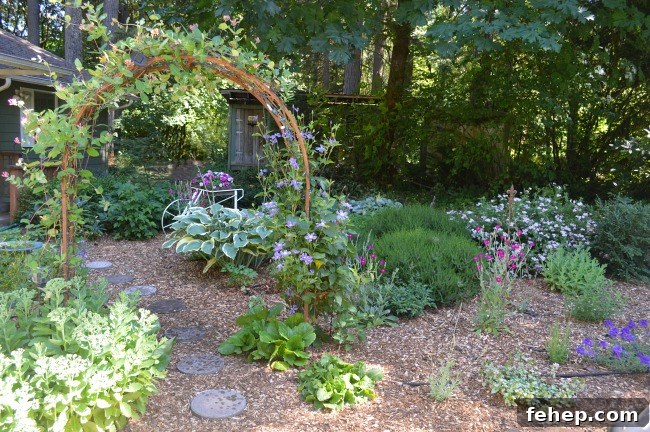 Front cottage garden with arch