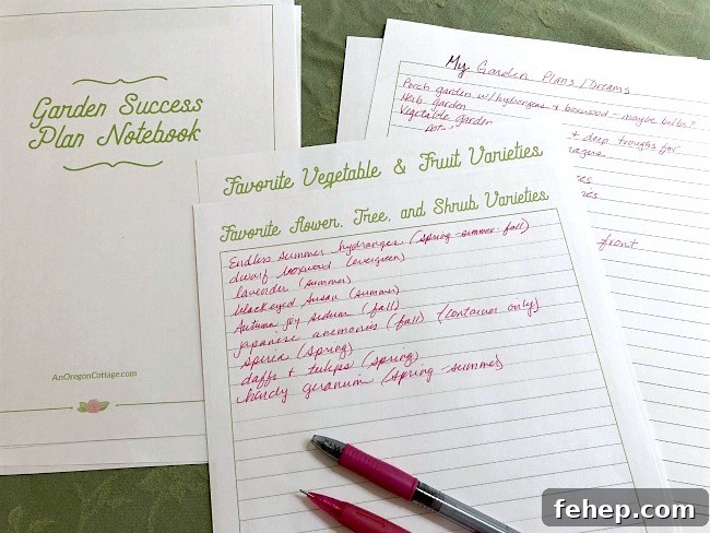 Garden dreams and plans journal pages