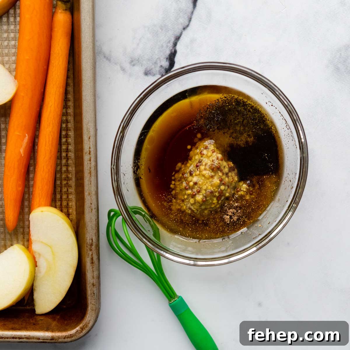 Maple Dijon Roasted Carrots and Apples with Honey Glaze 4 the maple mustard glaze for the carrots and apples.