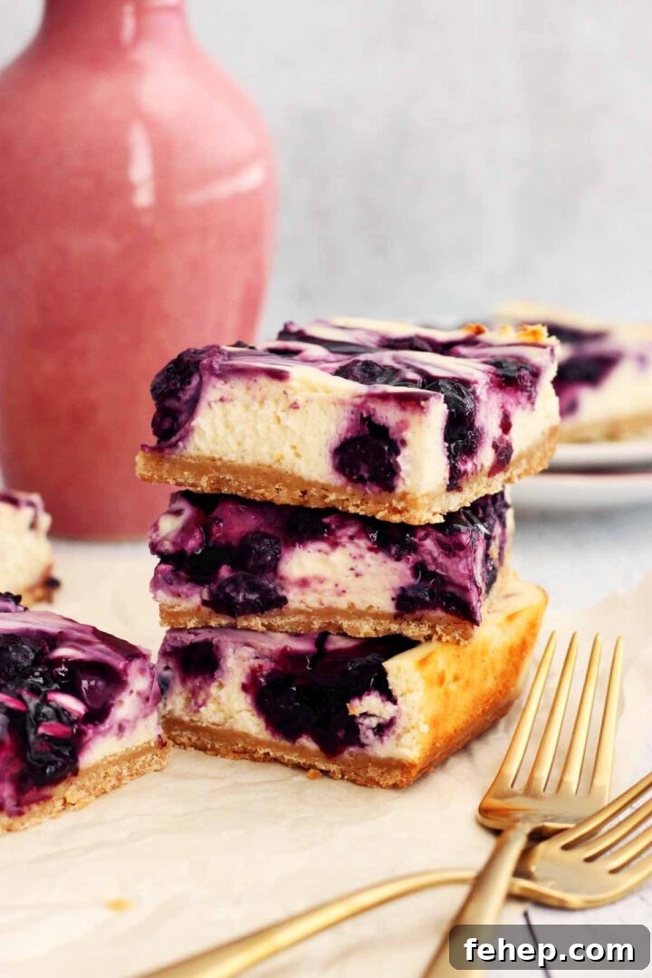 White Chocolate Blueberry Cheesecake Bars Recipe 3 blueberry cheesecake bars