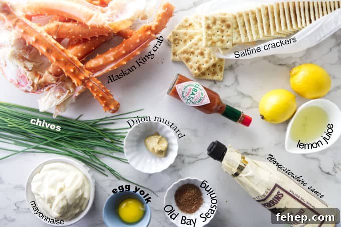 Alaskan King Crab Cakes Recipe: Crispy Pan-Seared Delight 3 Ingredients used for making Alaska King crab cakes.