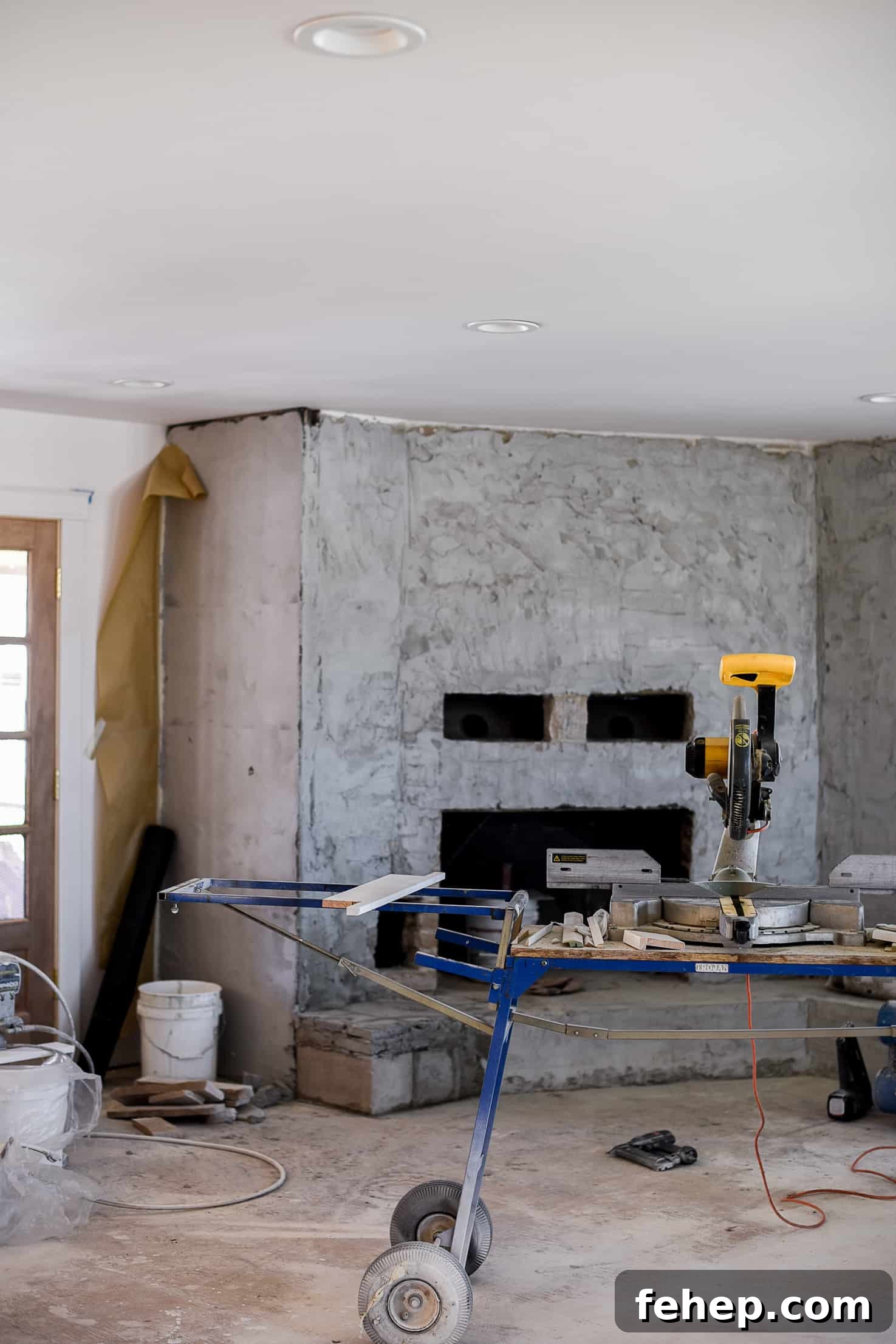 Stone Veneer Fireplace Renovation: Step-by-Step Transformation 2 fireplace before