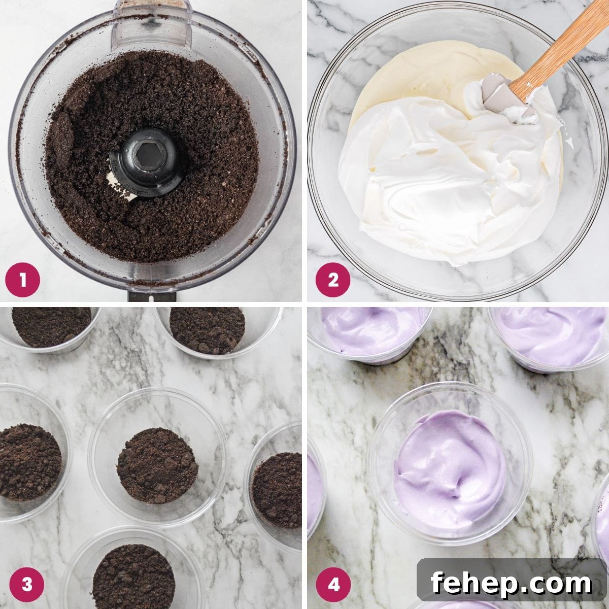 Easter Dirt Cups Dessert Recipe — Fun No-Bake Treats for Kids 4 Collage of 4 images showing how to make dirt cups