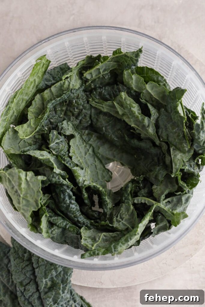 lacinato kale in salad spinner 