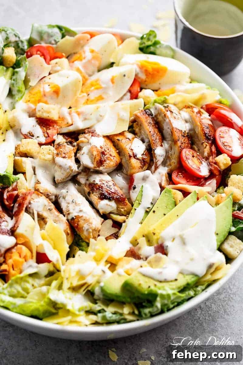 Grilled Chicken Cobb Caesar Salad in a bowl