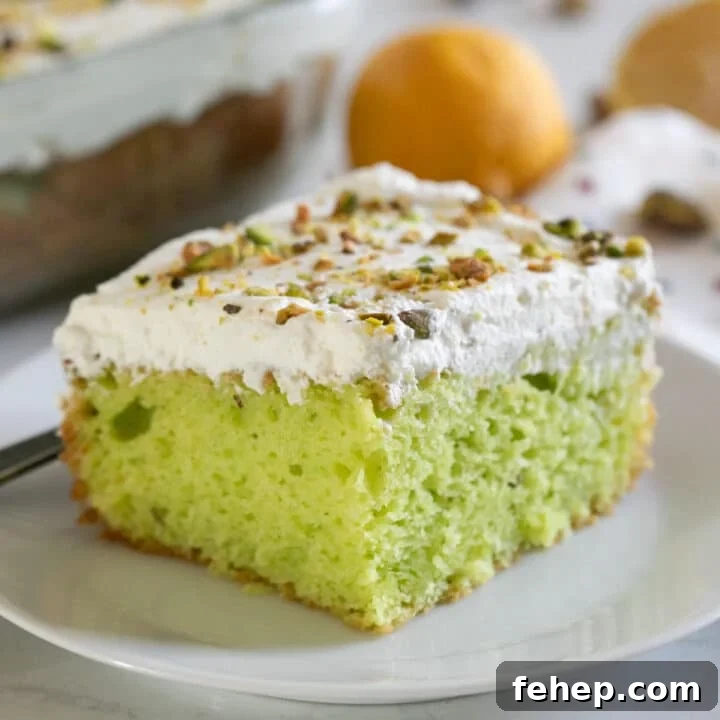 A piece of lemon cake with whipped cram on a white plate with the rest of the cake and lemons in the background.