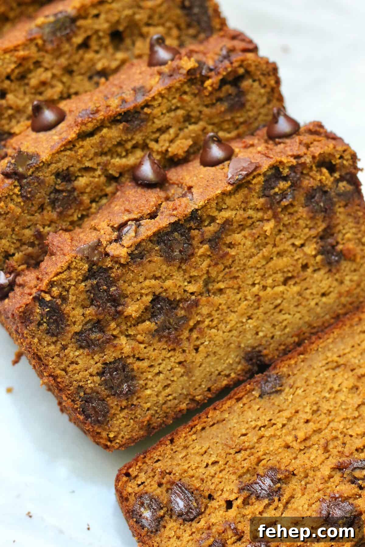 Almond Flour Pumpkin Bread Made with a Whole Can of Pumpkin 2 sliced pumpkin bread with chocolate chips