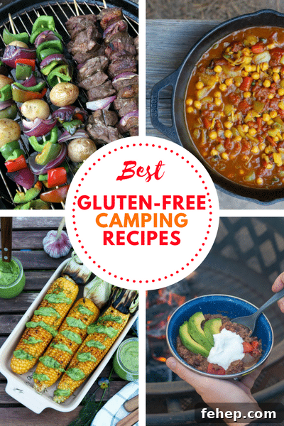 Gluten-Free Camping Meal Ideas for Delicious Outdoor Cooking 3 a collage of photos of four recipes with the words best gluten-free camping recipes in text in the center