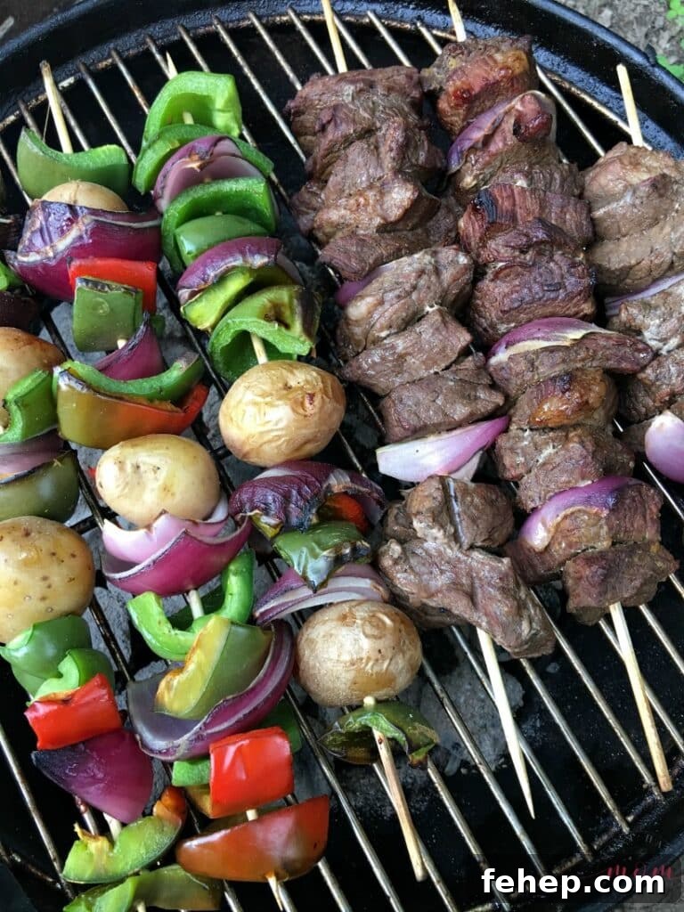 Gluten-Free Camping Meal Ideas for Delicious Outdoor Cooking 7 beef and vegetable kebabs on a grill