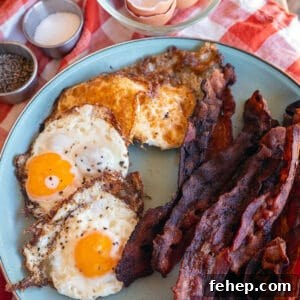 Griddle Bacon and Eggs: Perfectly Cooked Breakfast in Minutes 3 Platter of bacon and eggs.