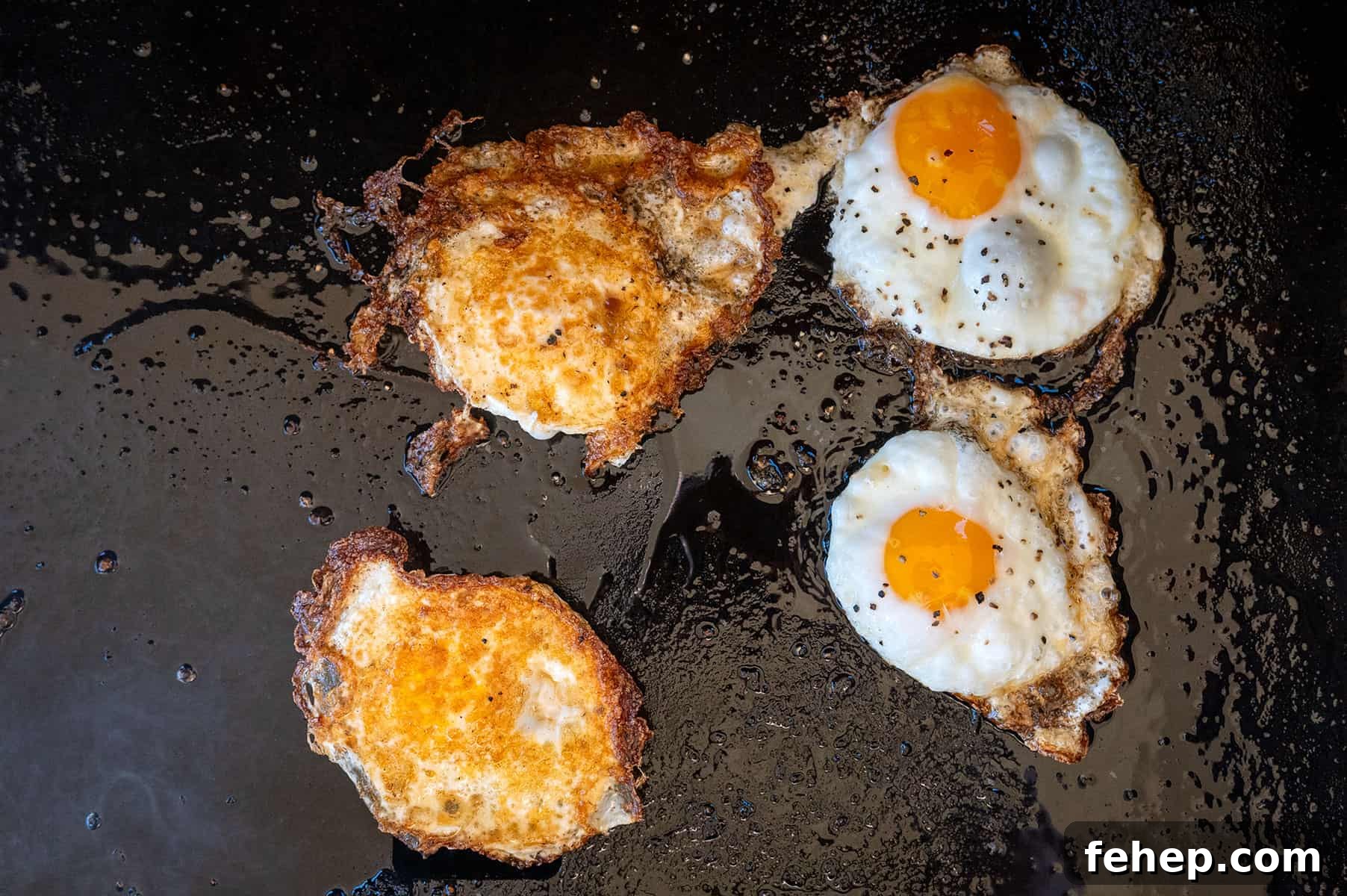 Griddle Bacon and Eggs: Perfectly Cooked Breakfast in Minutes 10 over easy and sunny side up eggs.