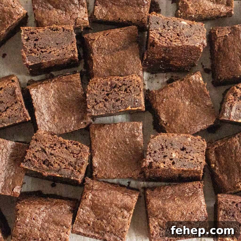 after eight brownies close up on cutting board