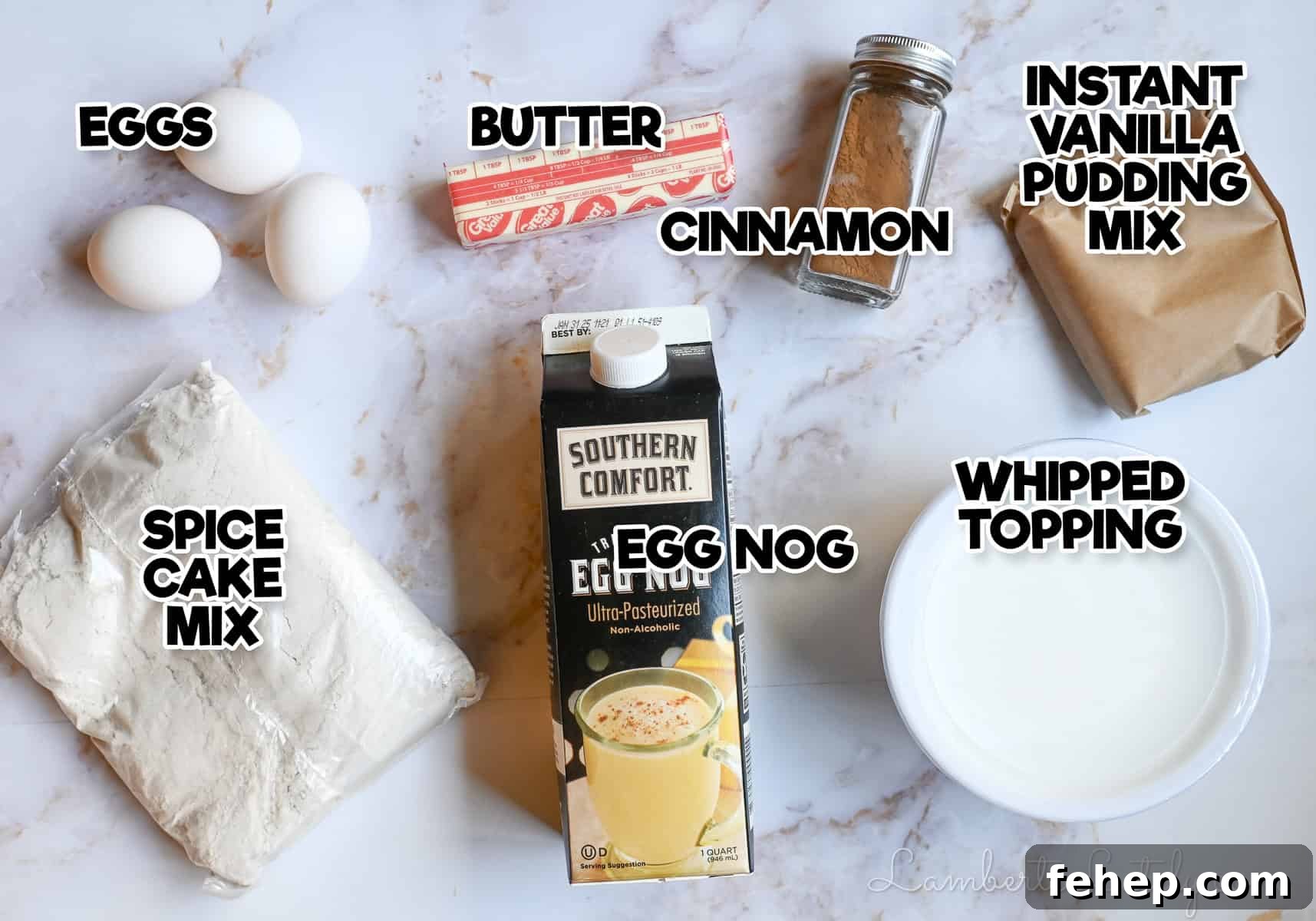 Creamy Eggnog Poke Cake Recipe for Holiday Gatherings 3 ingredients for egg nog poke cake.