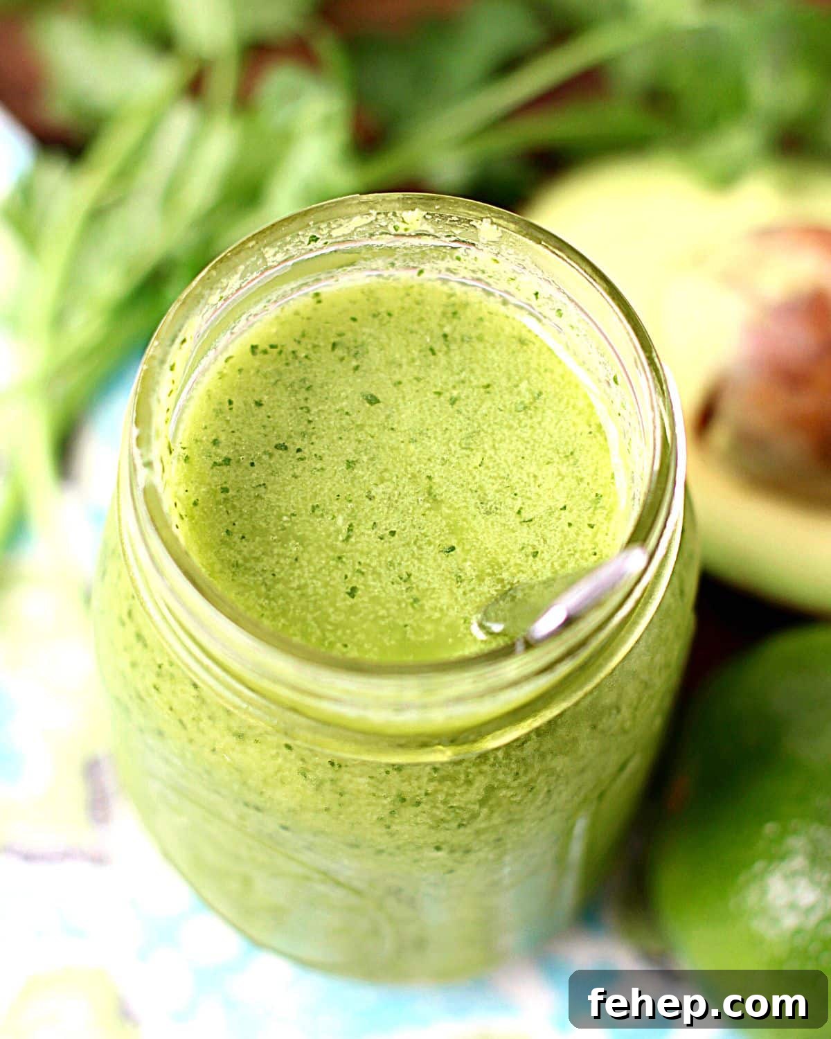 Healthy salad dressing in a mason jar.