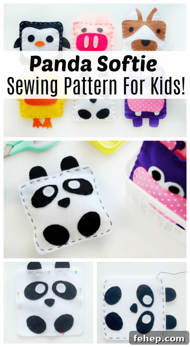 Panda Plush Sewing Pattern for Kids with Video Tutorial 2 panda softie materials and finished toy