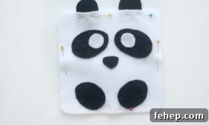 Panda Plush Sewing Pattern for Kids with Video Tutorial 10 panda softie pinned and ready to stitch