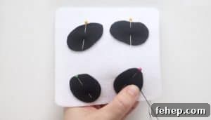 Panda Plush Sewing Pattern for Kids with Video Tutorial 7 stitching feet with needle and thread