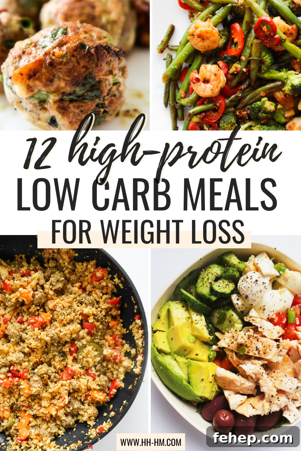 12 Fast Low-Carb, High-Protein Meals for Busy Weeknights 2 If you're looking for some quick and easy low carb high protein meals to help you lose weight and reach your fitness goals, you've just found them. This is a collection of super simple weight loss meals and healthy recipes for dinner, lunch and some for breakfast.