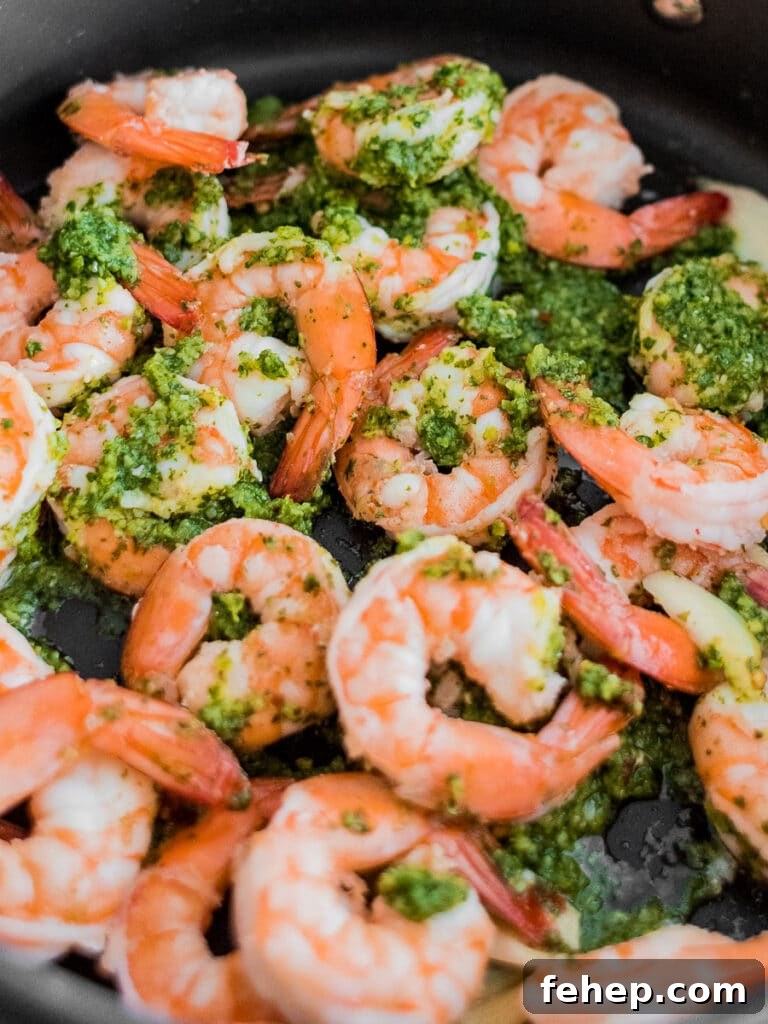 low carb keto cilantro lime shrimp in a pan