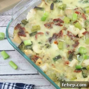 Gluten-Free Dairy-Free Chicken Alfredo Casserole Recipe 13 Dairy-free chicken alfredo casserole in a clear casserole dish with green onions on top