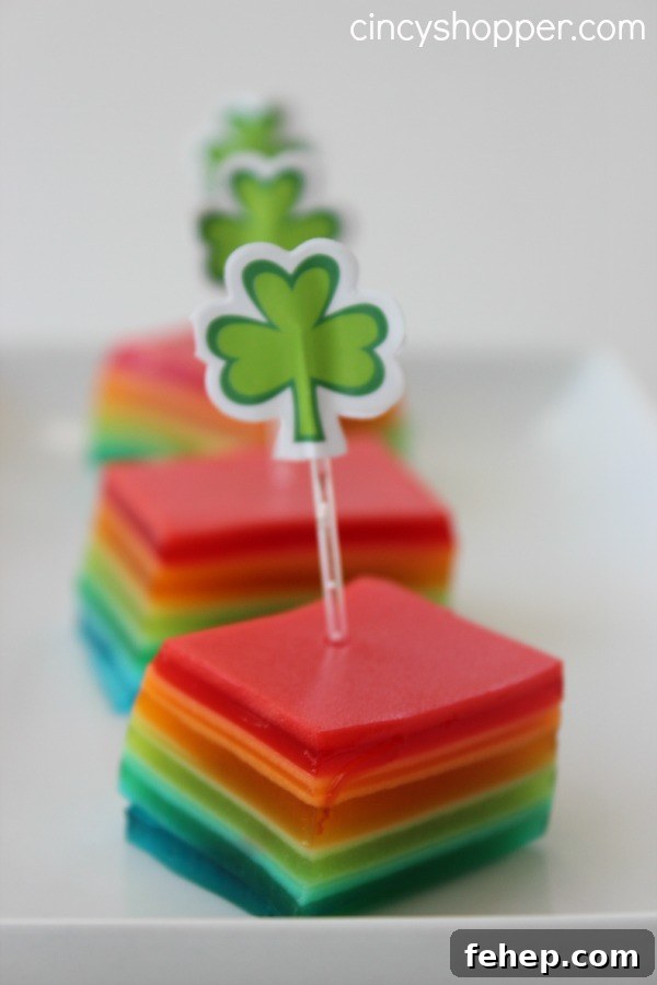 St. Patrick’s Day Rainbow Skittles Treat Bags 10 Rainbow Jell-O dessert inspiration for St. Patrick's Day.