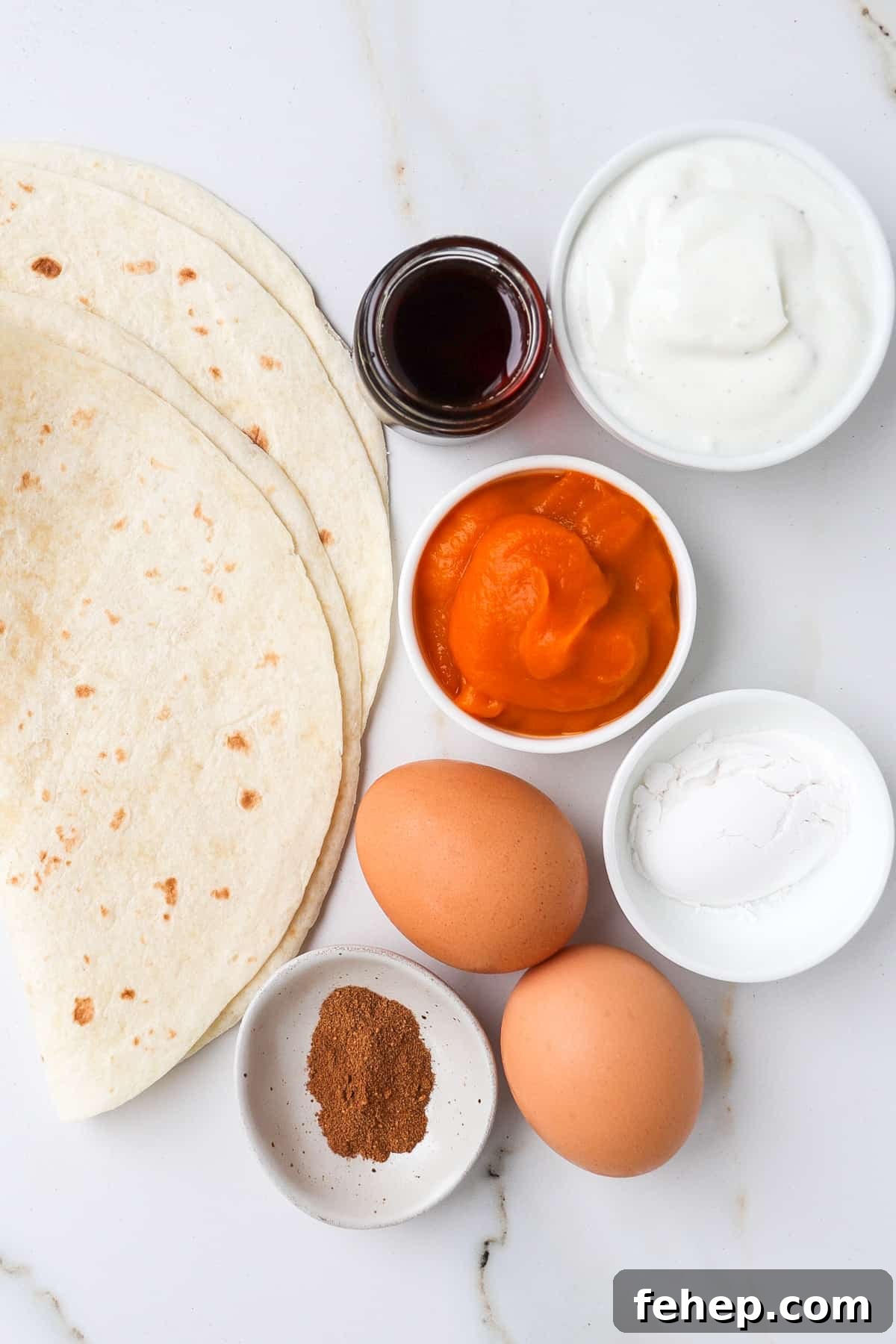 Ingredients shown make protein pumpkin pies.