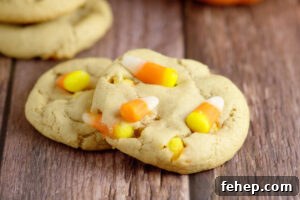 Peanut Butter Candy Corn Cookies for Halloween Parties 3 Peanut Butter Candy Corn Cookies take the rich creaminess of peanut butter and combine it with the vanilla and honey sweetness of classic candy corn to make a perfect and delicious Fall and Halloween treat for kids, party, and everyone!