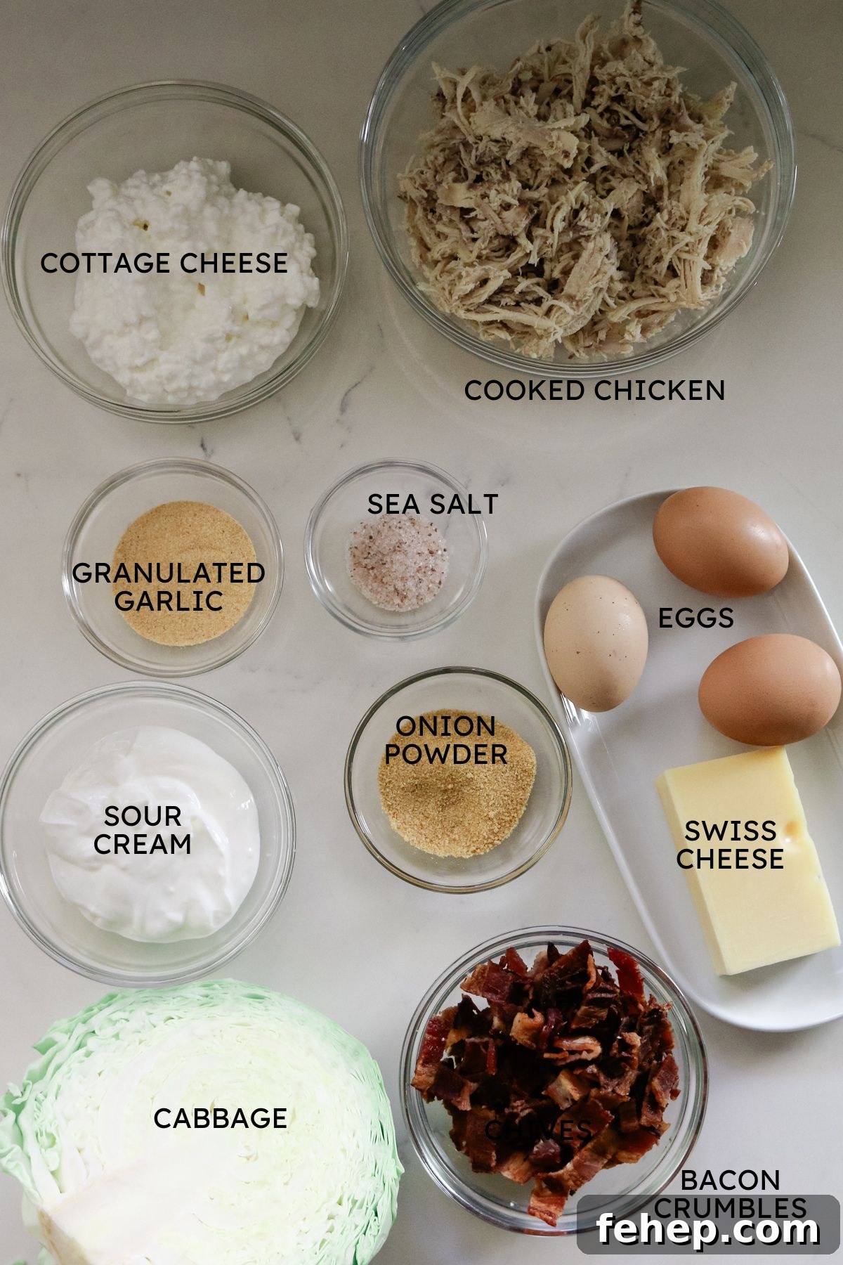 ingredients for cabbage chicken casserole.