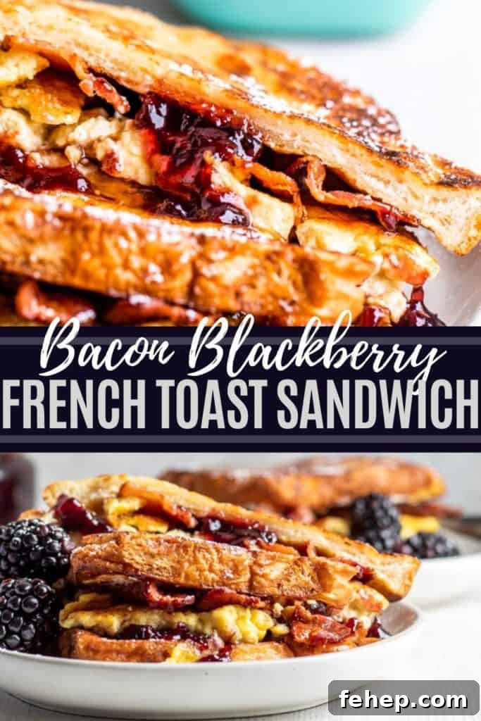 Pin for french toast sandwich Pin for french toast sandwich with blue overlay and white text.