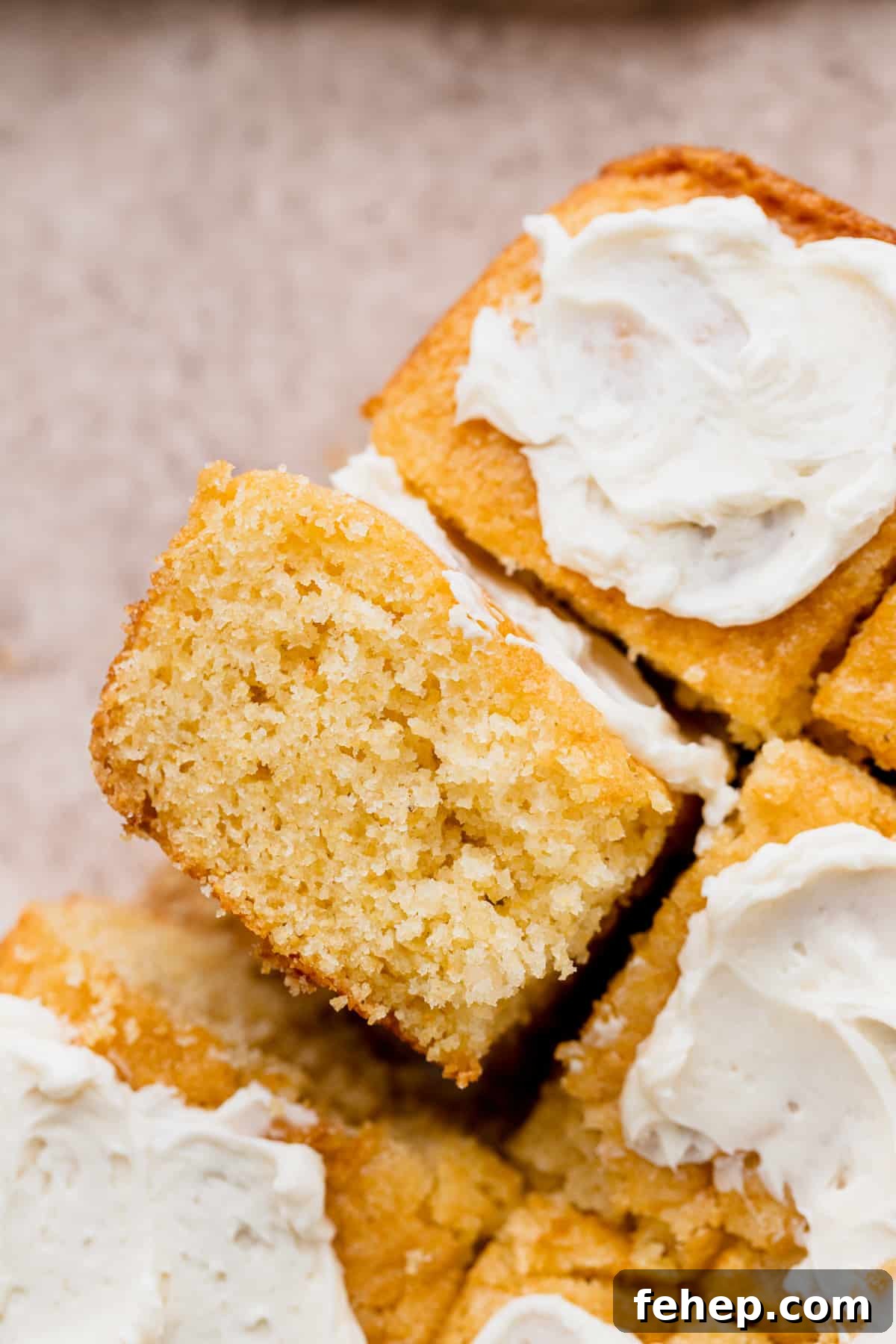 Honey Butter Cornbread Recipe — Sweet Savory Cornbread Guide 11 A piece of honey butter cornbread on its side.