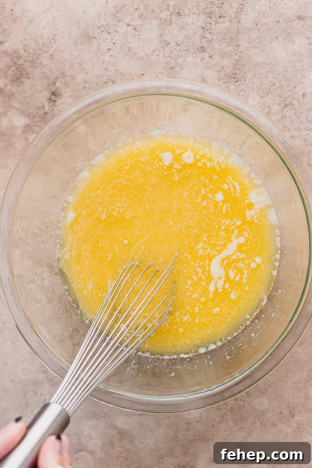 Honey Butter Cornbread Recipe — Sweet Savory Cornbread Guide 4 Wet ingredients in a bowl.
