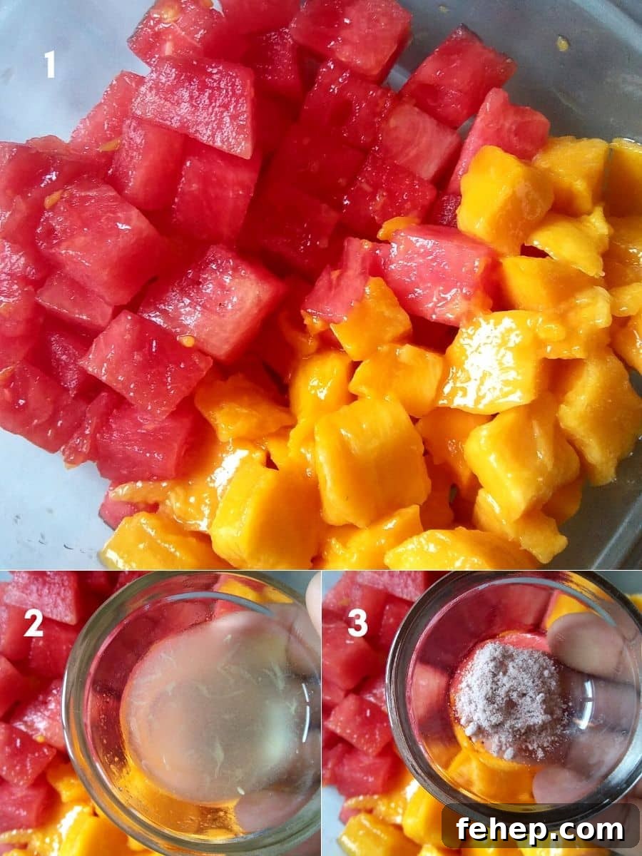 Watermelon Mango Salad Making Steps