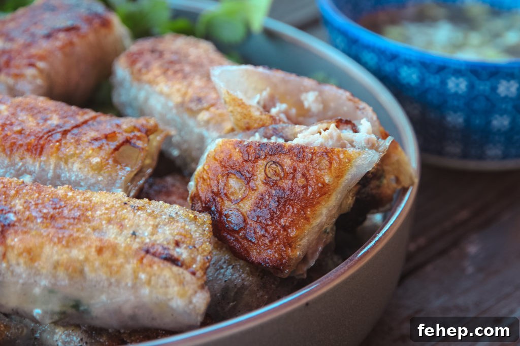 Crispy Rice Paper Dumplings Recipe: Crunchy Pan-Fried Dumplings 2 rice paper dumplings with pork