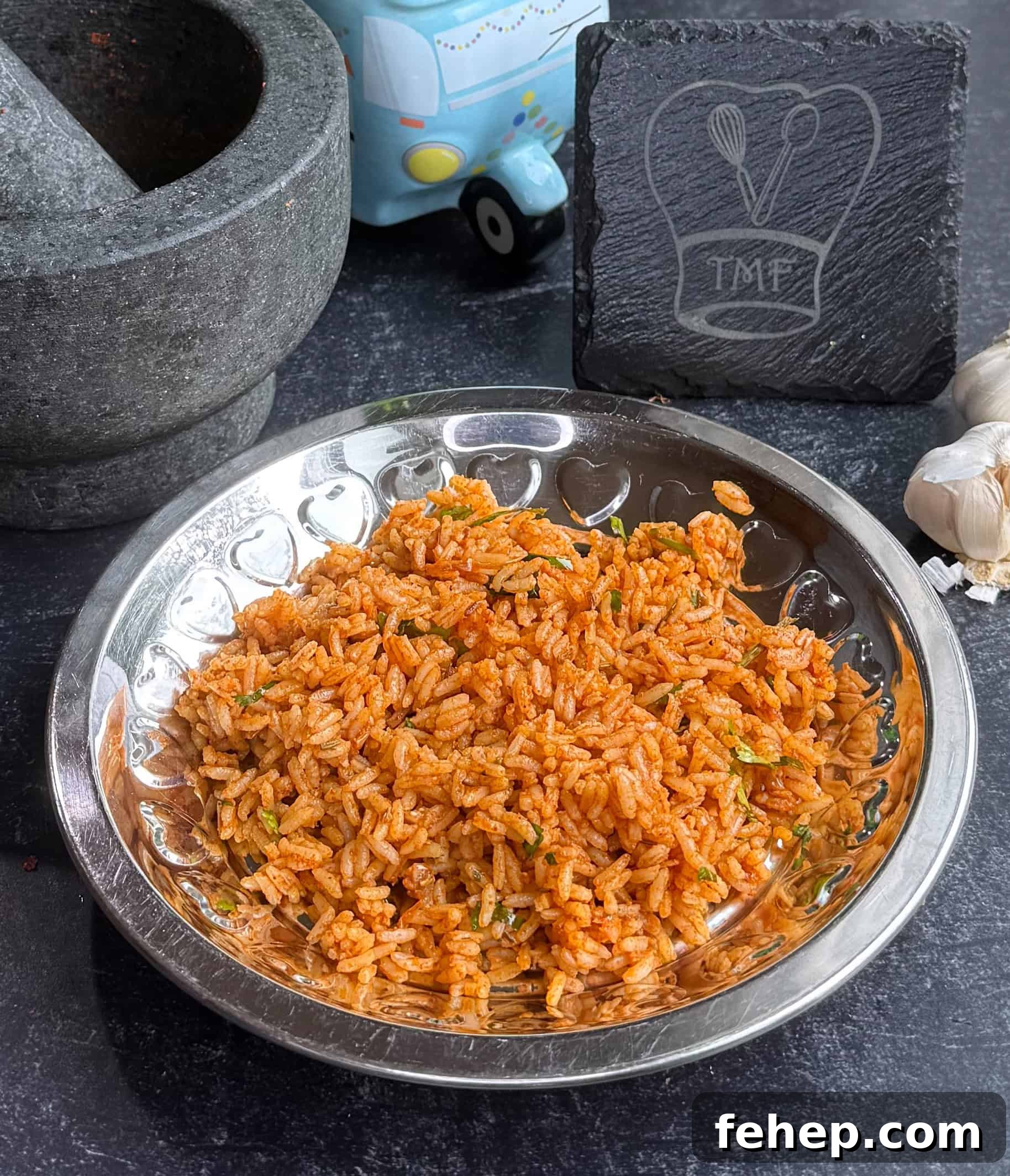 Served garlic rice