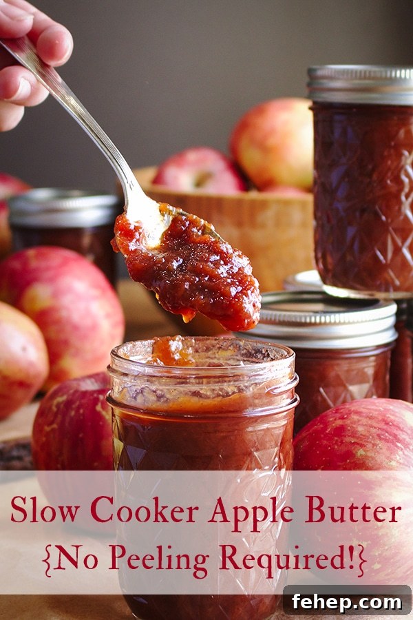 Slow-Cooker Apple Butter Recipe — No Peeling Needed 2 Lifting a spoonful of homemade apple butter from a jar.