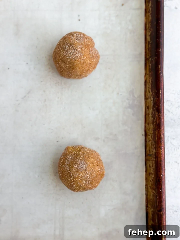 cookie dough balls on a cookie sheet before baking.