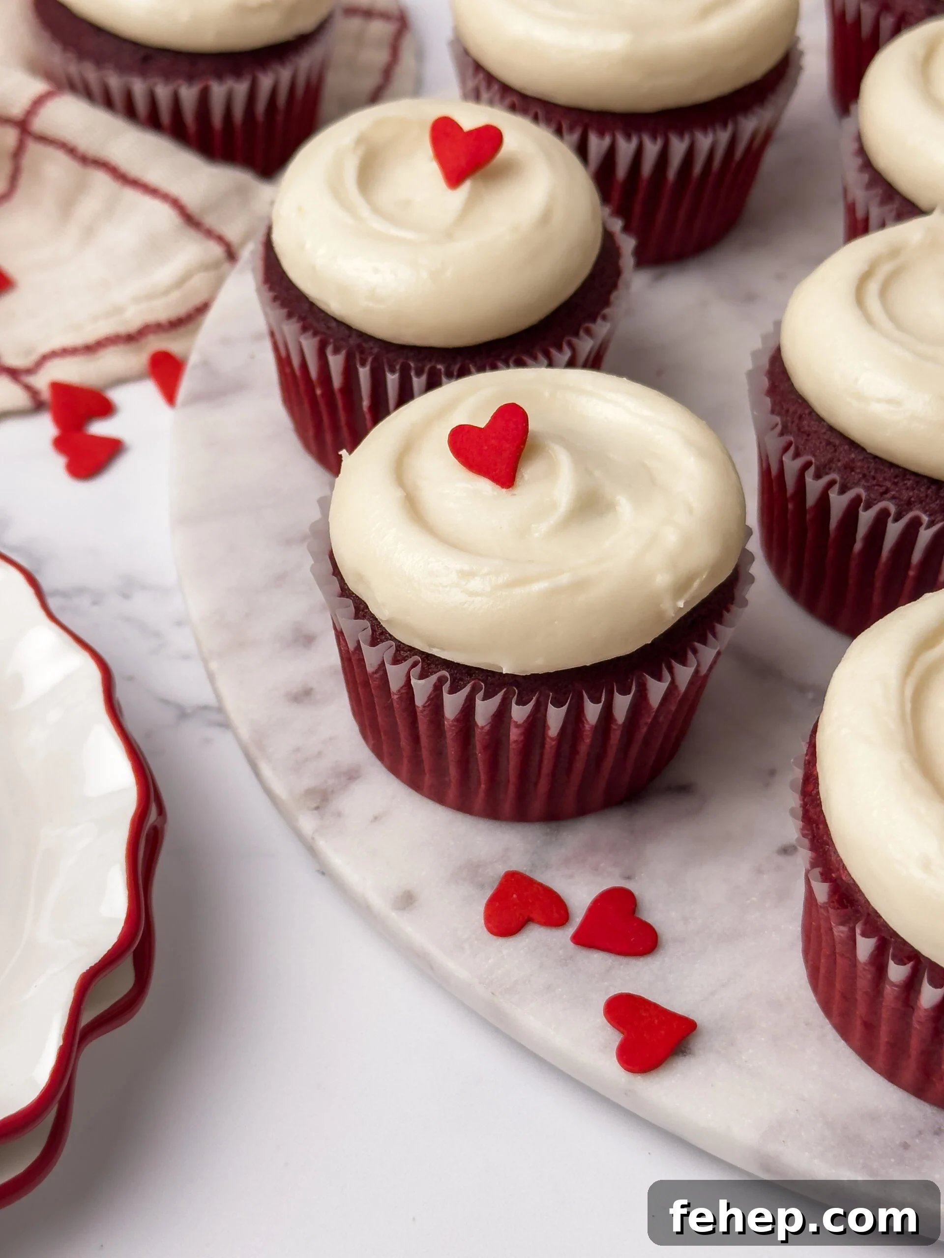 Red Velvet Cupcakes with Cream Cheese Frosting Recipe 4 Ingredients for cupcakes arranged on a table