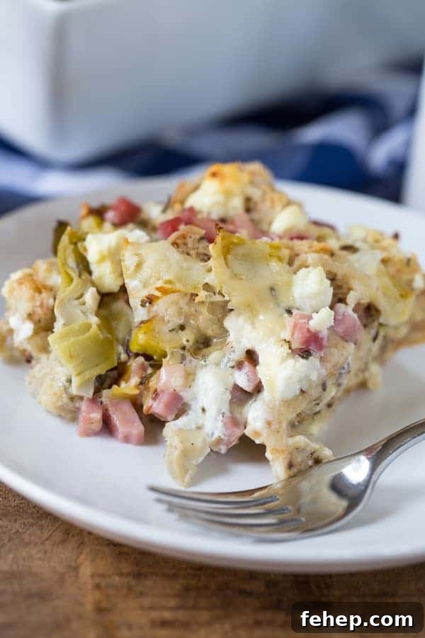 Ham Artichoke and Goat Cheese Strata