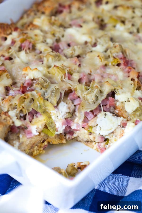 Ham Artichoke and Goat Cheese Strata