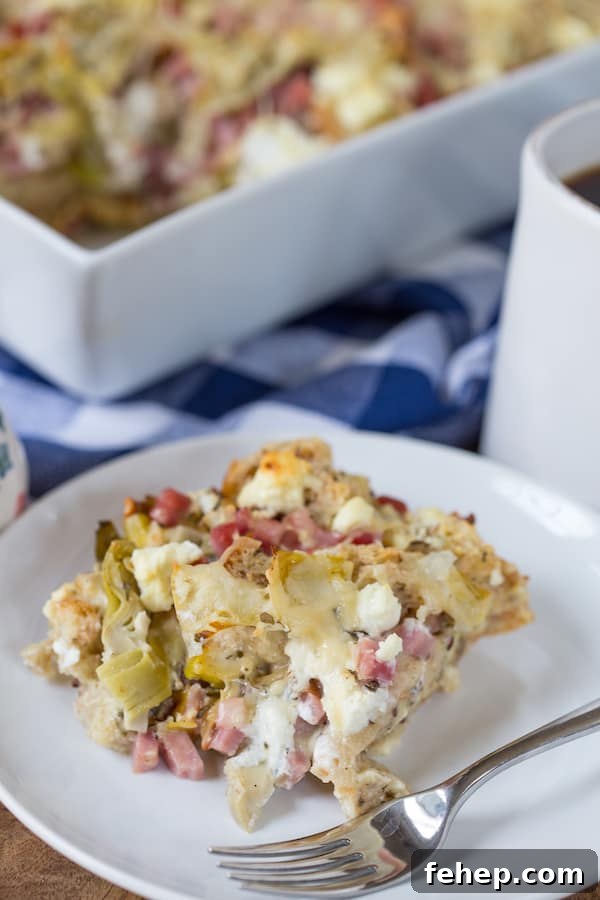 Ham Artichoke and Goat Cheese Strata